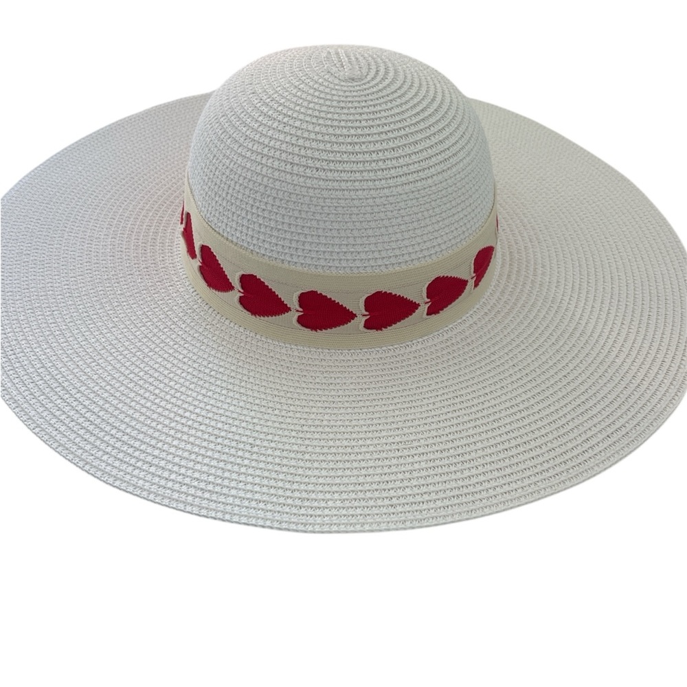 HAT Valentines Day red heart floppy wide brim NWT